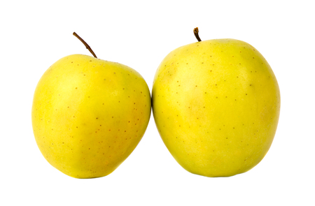 Yellow green apples isolatedの写真素材