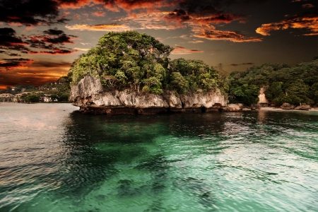 Seascape Giant stone Coral reefs Reef dawn  daybreakの写真素材