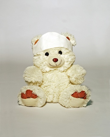 A white colored plush bear for medical themes.の写真素材
