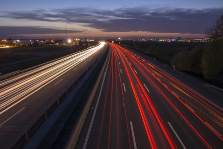 Night highway with long exposure.の写真素材