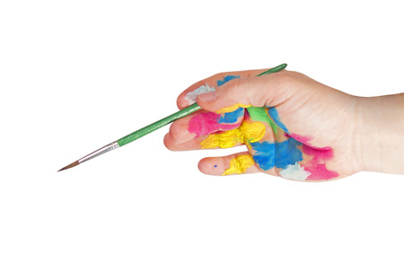 Painting hand with white backgroundの写真素材