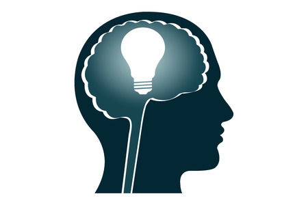 A person with a big idea in his brainのイラスト素材
