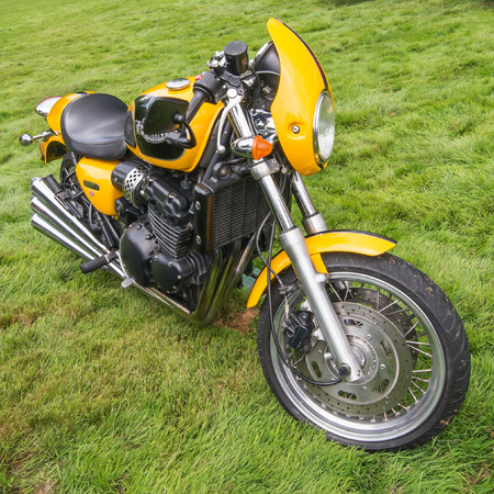 GROSSE POINTE SHORES, MIUSA - JUNE 21, 2015: A 1999 Triumph Thunderbird Sport motorcycle at the...