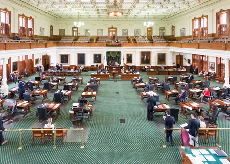 AUSTIN, TXUSA - APRIL 16: Senate Chamber, in session, at the Texas State Capitol building.のeditorial素材