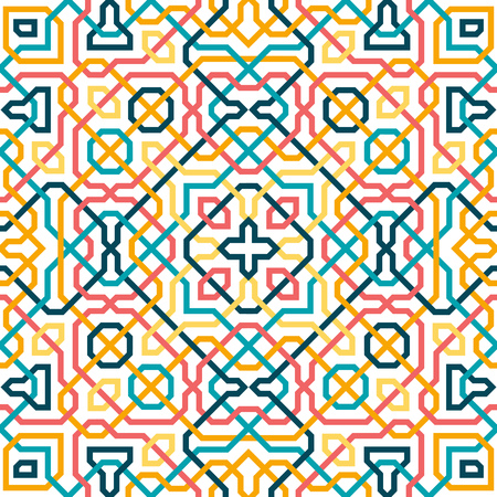 Geometric line seamless pattern based in moroccan style. Colorful geometric tile. Vector illustration.のイラスト素材