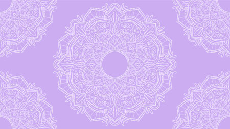 Cute hand-drawn mandala design on light purple background. Organic decorative illustration in doodle style. Isolated vector item. Perfect for print decorative background designs.のイラスト素材