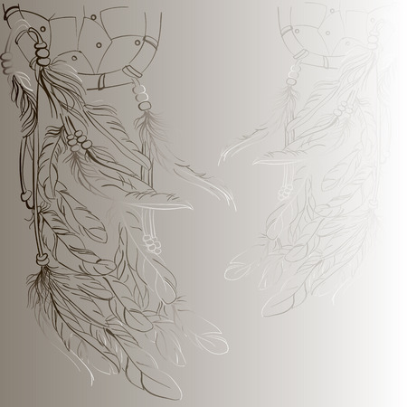 Dreamcatcher background, sketch, vector, beige,のイラスト素材
