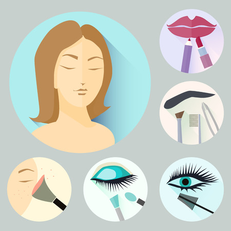 makeup and cosmetic flat iconsのイラスト素材