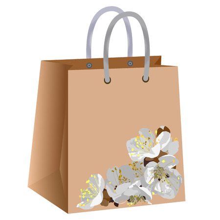 Paper bags with floral printのイラスト素材