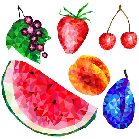 Fruit set of abstract triangles on a white backgroundのイラスト素材