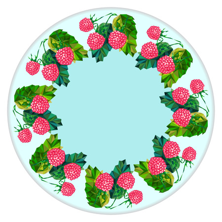 decor plates, raspberries, berry pattern, triangles, fruit frameのイラスト素材