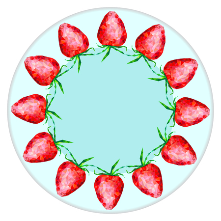 Decor plate, strawberry, berry pattern, triangles, fruit frameのイラスト素材