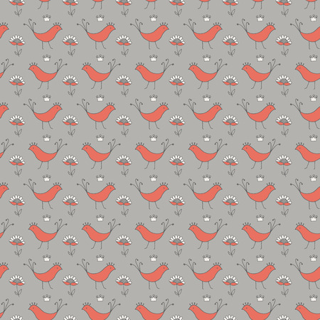 seamless pattern with birds and crownのイラスト素材