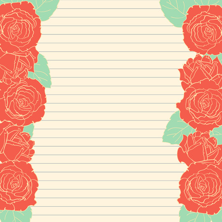 sheet in line with the frame with red roses, Vintage backgroundのイラスト素材