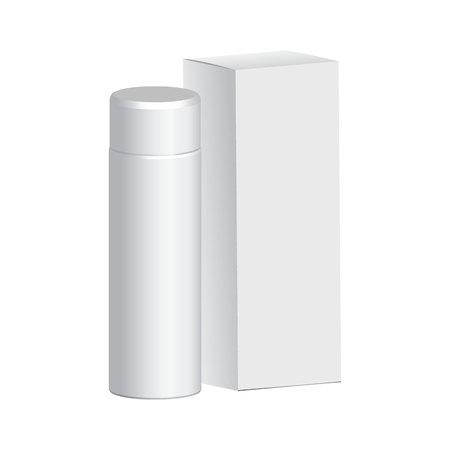 packaging for shampoo, a bottle of white, white box for your designのイラスト素材