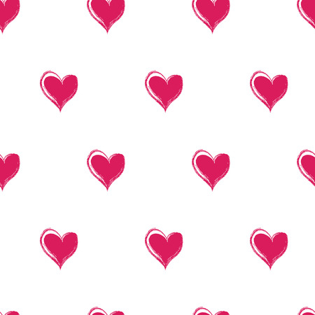Seamless pattern with bright pink hearts on a white backgroundのイラスト素材