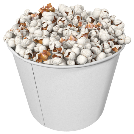 large glass full of popcorn, 3d renderの写真素材