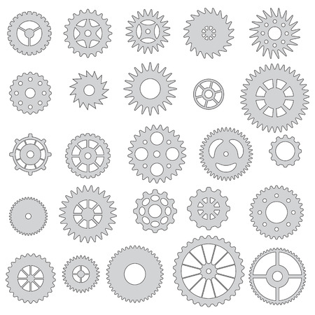 collection of gears, isolated on a white backgroundのイラスト素材