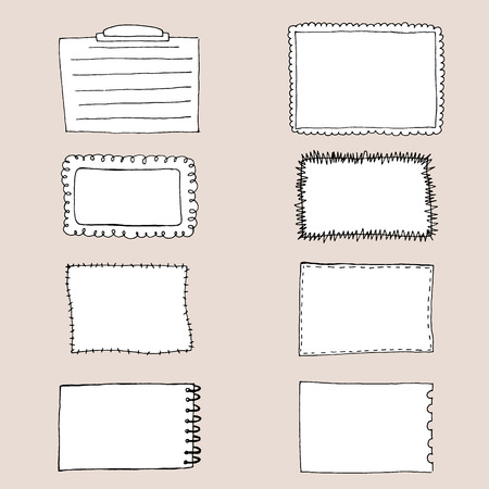 set of Hand drawn doodle notepaper for messagesのイラスト素材