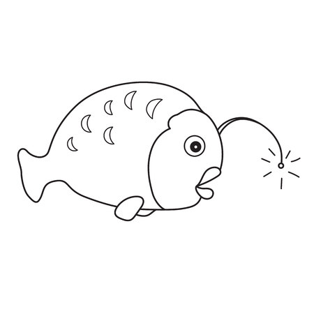 Fish, children's coloring pageのイラスト素材