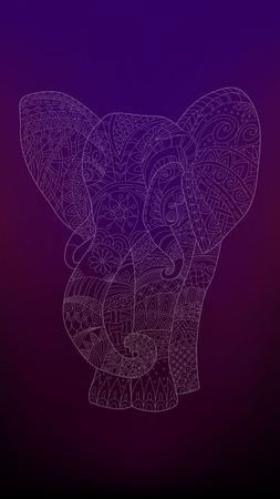 Wallpaper for phone, elephant on a dark backgroundのイラスト素材