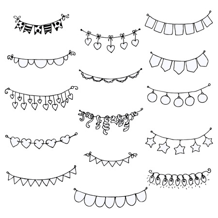 Set of doodle flagsのイラスト素材