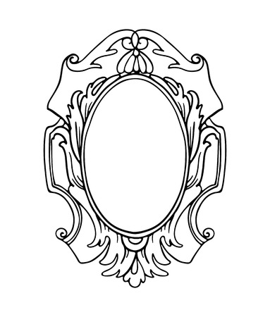 Baroque Oval Doodle Frameのイラスト素材