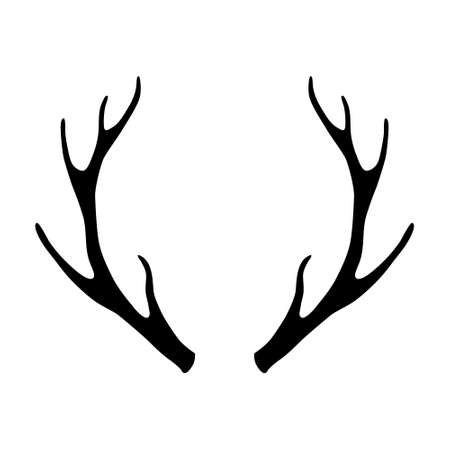 Deer antlers silhouette isolated on white background. Horns iconのイラスト素材