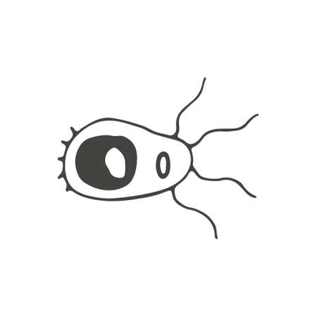 Hand drawn bacteria doodle icon. Virus microbe icon, outline hand drawn styleのイラスト素材