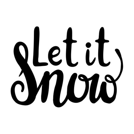 Handwritten modern brush lettering. Hand drawn lettering to winter holiday. Let it snow - Hand Drawn Ink Lettering, Brush calligraphyのイラスト素材