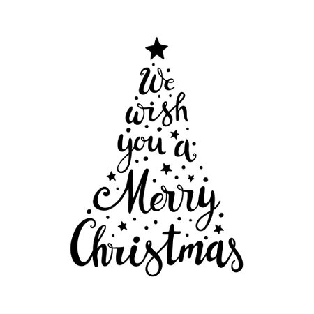 Hand drawn Christmas Lettering. We wish you a Marry Christmasのイラスト素材