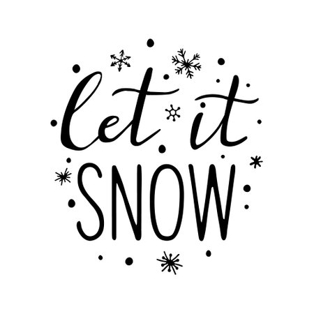 Let it snow - Hand Drawn Ink Lettering, Brush calligraphyのイラスト素材