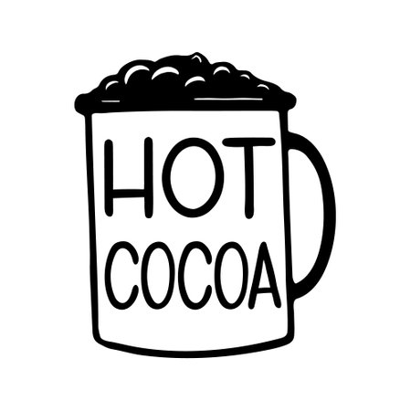 Hand drawn lettering - Hot cocoa. Vector illustration isolated on whiteのイラスト素材
