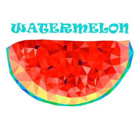 Watermelon, Polygonal slice of watermelon in Vector. Watermelon slices with seeds in the polygonal styleのイラスト素材