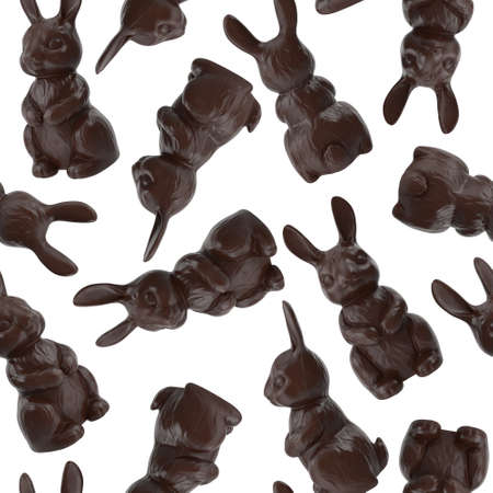 Seamless Easter pattern with realistic chocolate bunniesの写真素材