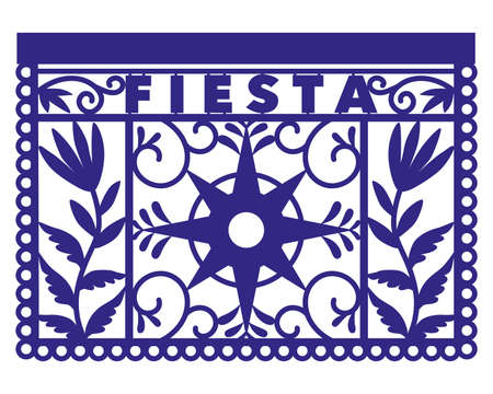 Papel picado Mexican banner. Traditional Mexican party decorations.のイラスト素材