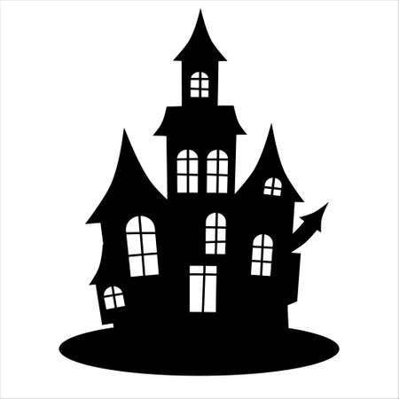 Haunted house silhouette. Halloween haunted houseのイラスト素材