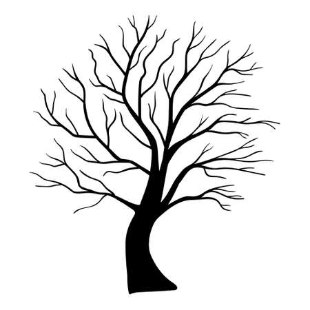 scary tree silhouette. Silhouette trees illustration design on white background.のイラスト素材
