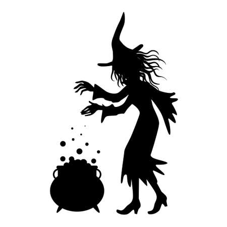 silhouette of a witch, halloween decorのイラスト素材