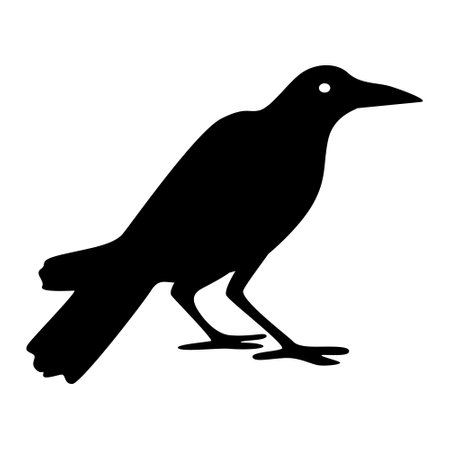 silhouette of crow. Illustration silhouette of a crow sittingのイラスト素材