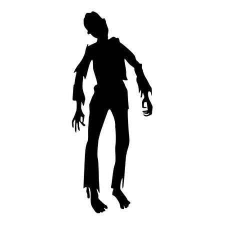 zombie silhouette. Black zombie silhouette isolated on white background, Halloween decorのイラスト素材