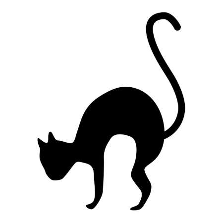 Black cat silhouette with eyes isolated on white background. silhouette of a cat on a white backgroundのイラスト素材