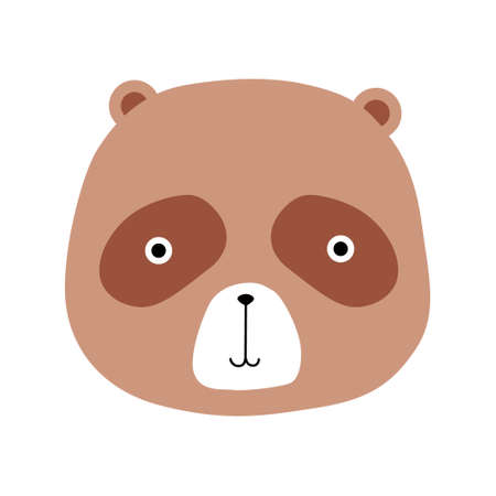 Cute panda head, Cartoon character. Panda face flat designのイラスト素材