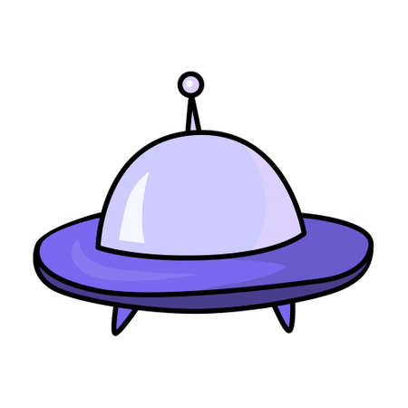 Flying Saucer doodle illustration. Children's drawing style. Hand drawn illustration, Flat designのイラスト素材
