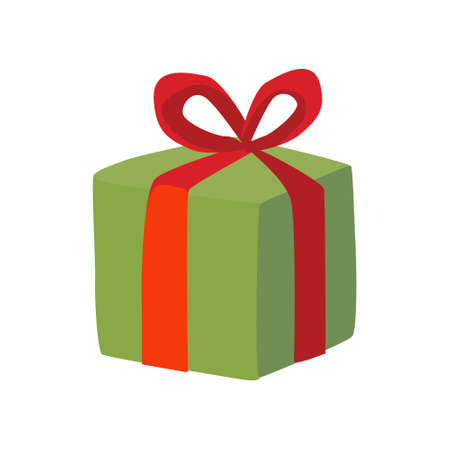 Gift box cartoon Christmas illustration. Flat design. Box surprise for anniversary, Birthday, xmasのイラスト素材