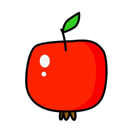 Apple doodle illustration. Children's drawing style. Hand drawn illustration, Flat designのイラスト素材
