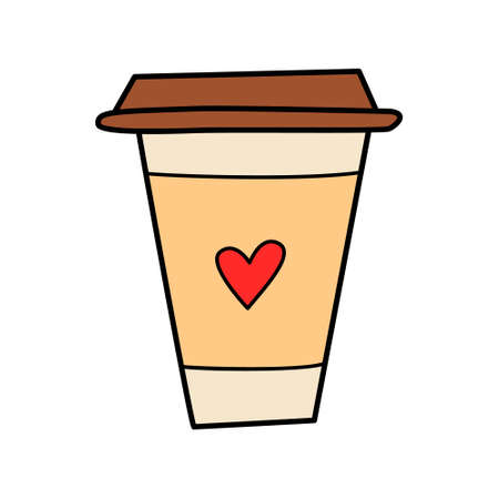 Coffee cup illustration. Childish drawing style. Hand drawn illustration, Flat designのイラスト素材
