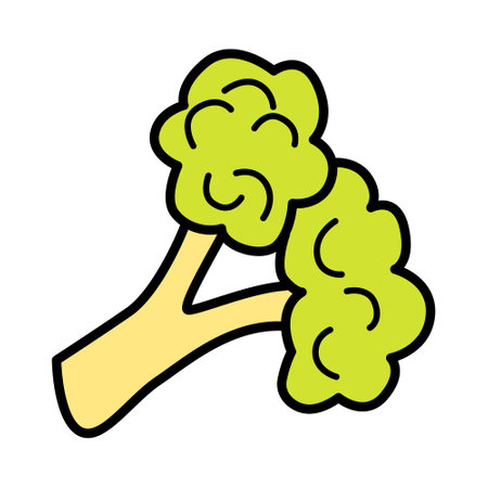 Broccoli illustration. Childish drawing style. Hand drawn illustration, Flat designのイラスト素材
