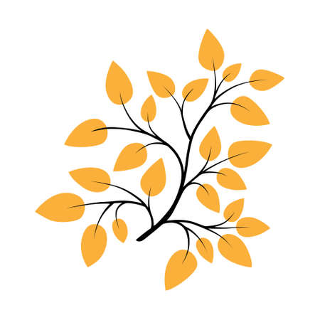 illustration of a branch with autumn leaves, flat styleのイラスト素材