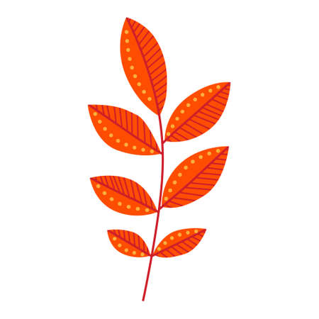 stylized autumn leaf, flat design, isolated on whiteのイラスト素材